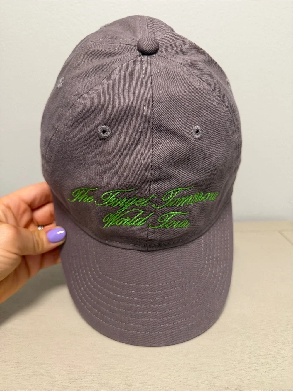 Justin Timberlake The Forget Tomorrow World Tour Hat Gray Green Embroidered Cap